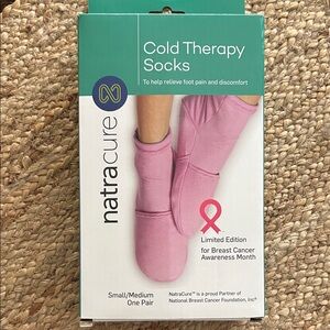 NEW in original box, pink Cold Therapy socks size small/medium- re-usable